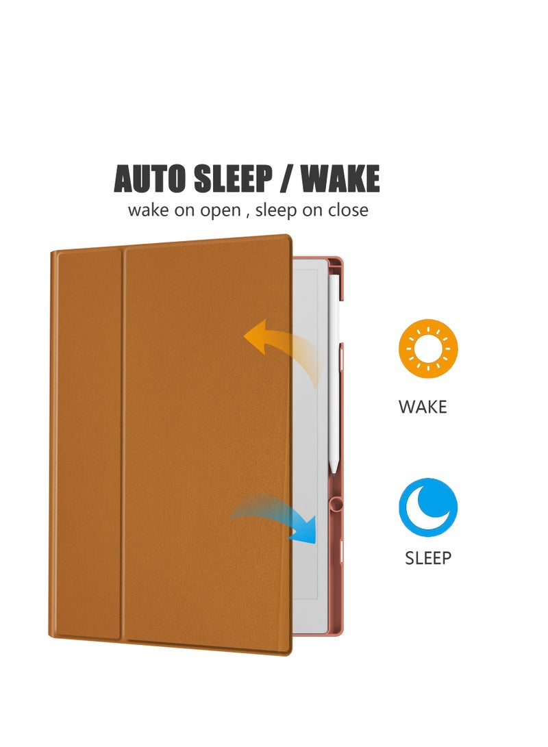 My Choice Remarkable Paper Pro 11.8”, Slim Hard Back Shell Protective Auto Sleep/Wake Book Folio Cover with Pen Holder for Remarkable Paper Pro Tablet 2024 Released, Caramel - Image 4