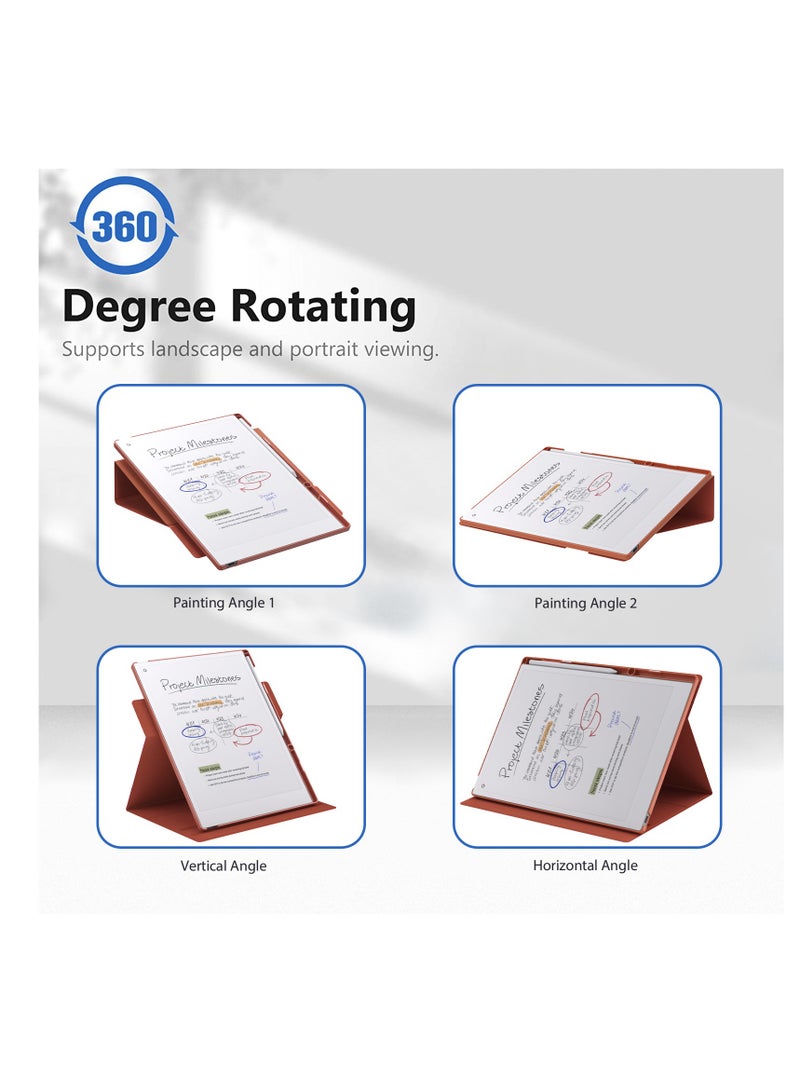 My Choice Remarkable Paper Pro 11.8”, Slim Hard Back Shell Protective Auto Sleep/Wake Book Folio Cover with Pen Holder for Remarkable Paper Pro Tablet 2024 Released, Caramel - Image 2