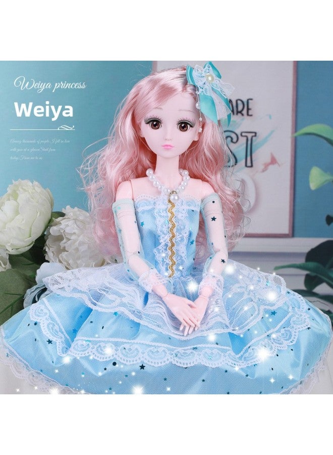 Large Size 60cm Doll Set Gift Box Kids Girl Toy Gift Eiet Sweet Barbie Wedding Princess-Color:[Via] (60cm + Blink)-Height:Handy Gift Box + Intelligent Dialogue + Gift Bag 1  - Image 1
