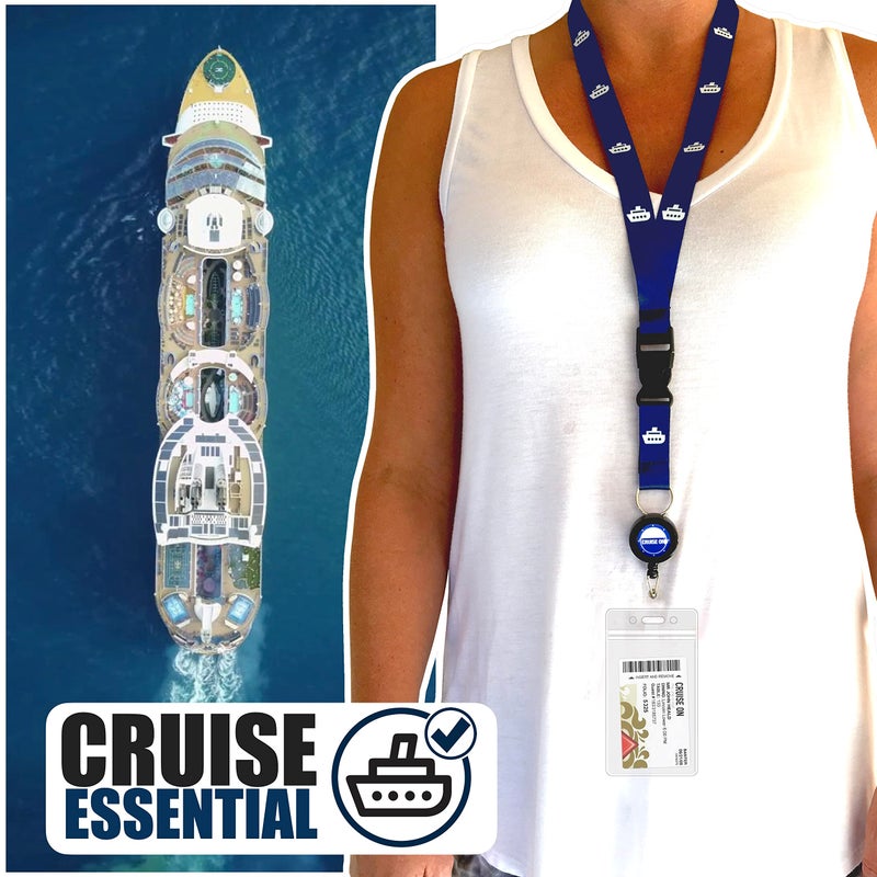 Cruise On Cruise Lanyard for Ship Cards â€“ 2-Pack Retractable Badge & Waterproof Key Card Holder for Ship Cards â€“ Cruise Essentials 2026-2027, Perfect for Travel & Vacation (Blue Ship & Royal) - Image 2