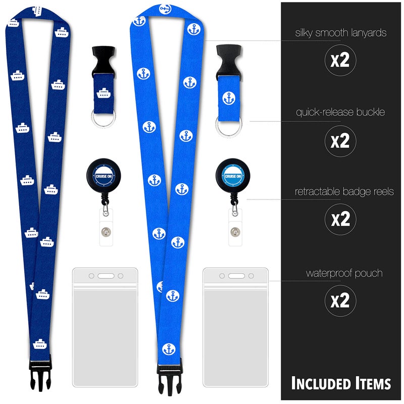 Cruise On Cruise Lanyard for Ship Cards â€“ 2-Pack Retractable Badge & Waterproof Key Card Holder for Ship Cards â€“ Cruise Essentials 2026-2027, Perfect for Travel & Vacation (Blue Ship & Royal) - Image 3