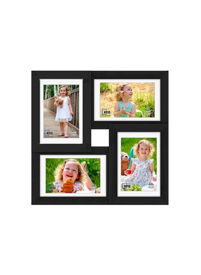 Zaboon HOOME Picture Frame, Black Multi Photo Frames Display 4 × 6 Pictures, 4 Opening Family Photo Frame Collage for Table or Wall Display - Image 2