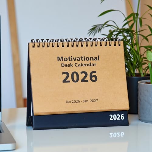 INNAXA Motivational Desk Calendar 2026 Landscape Brown kraft Ecofriendly 4.6 x 6.5 inch - Image 1