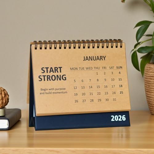 INNAXA Motivational Desk Calendar 2026 Landscape Brown kraft Ecofriendly 4.6 x 6.5 inch - Image 2