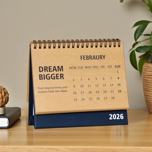INNAXA Motivational Desk Calendar 2026 Landscape Brown kraft Ecofriendly 4.6 x 6.5 inch - Image 3