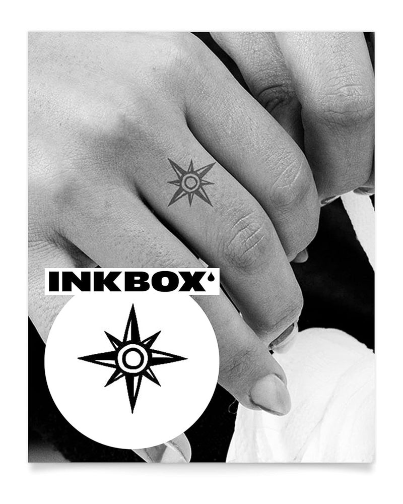 inkbox Inkbox Temporary Tattoos, Semi-Permanent Tattoo, One Premium Easy Long Lasting, Water-Resistant Temp Tattoo with For Now Ink - Lasts 1-2 Weeks, Kompass, 1 x 1 in 
