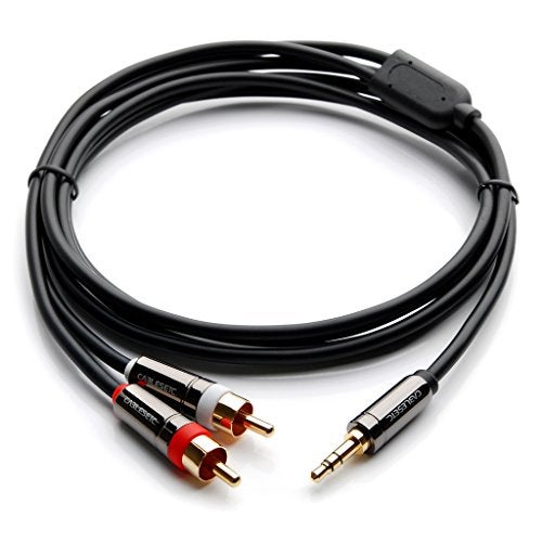 CABLESETC Pro Series AUX to RCA Cable | Black 5 Meters | 3.5mm Male to 2 RCA Male | Gold Plated | Zinc Alloy Plugs | Oxygen-Free Copper Connectors | For TV, Car Stereo, Portable Players, Mobile Phones - Image 2