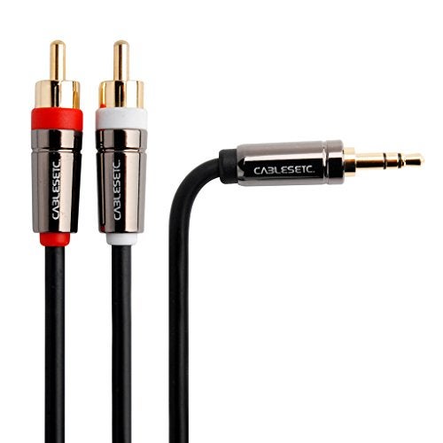 CABLESETC Pro Series AUX to RCA Cable | Black 5 Meters | 3.5mm Male to 2 RCA Male | Gold Plated | Zinc Alloy Plugs | Oxygen-Free Copper Connectors | For TV, Car Stereo, Portable Players, Mobile Phones - Image 4