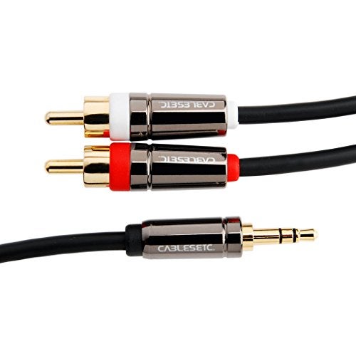 CABLESETC Pro Series AUX to RCA Cable | Black 5 Meters | 3.5mm Male to 2 RCA Male | Gold Plated | Zinc Alloy Plugs | Oxygen-Free Copper Connectors | For TV, Car Stereo, Portable Players, Mobile Phones - Image 3