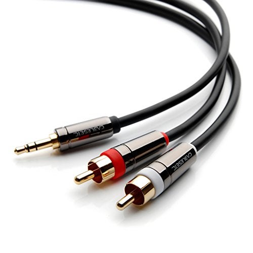 CABLESETC Pro Series AUX to RCA Cable | Black 5 Meters | 3.5mm Male to 2 RCA Male | Gold Plated | Zinc Alloy Plugs | Oxygen-Free Copper Connectors | For TV, Car Stereo, Portable Players, Mobile Phones - Image 5