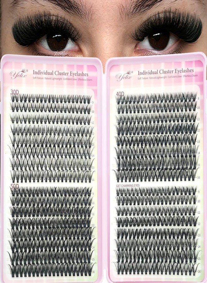 YELIX 640pcs 30D 40D 50D Wispy Lash Clusters 9-15mm Mixed Length, Thin Band Individual Lashes Eyelashes Beginner Friendly Natural Fluffy Look DIY at Home Lightweight Comfortable - Image 1