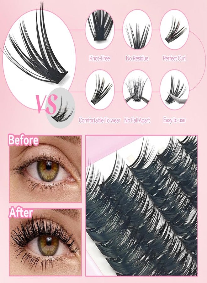 YELIX 640pcs 30D 40D 50D Wispy Lash Clusters 9-15mm Mixed Length, Thin Band Individual Lashes Eyelashes Beginner Friendly Natural Fluffy Look DIY at Home Lightweight Comfortable - Image 3