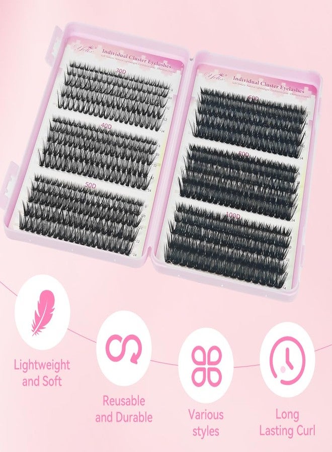 YELIX 640pcs 30D 40D 50D Wispy Lash Clusters 9-15mm Mixed Length, Thin Band Individual Lashes Eyelashes Beginner Friendly Natural Fluffy Look DIY at Home Lightweight Comfortable - Image 5