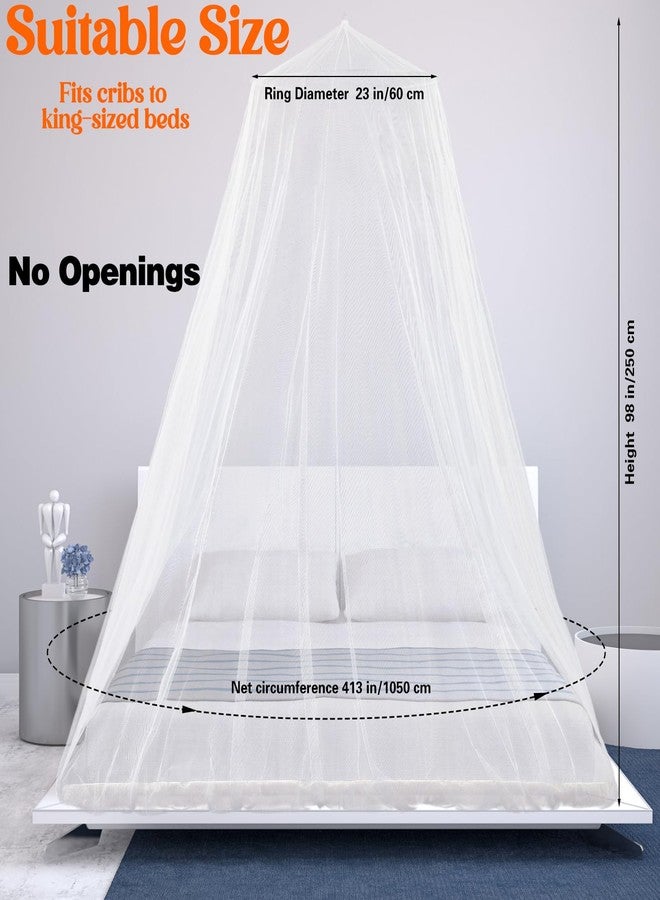 Mindsoft Fully Enclosed Mosquito Net Round Dome Canopy for King-Sized Beds No Opening Conical Design Bed Canopy for Insect Protection Easy Installation with Hanging Kit & Adhesive Ceiling Hook(White) - Image 3