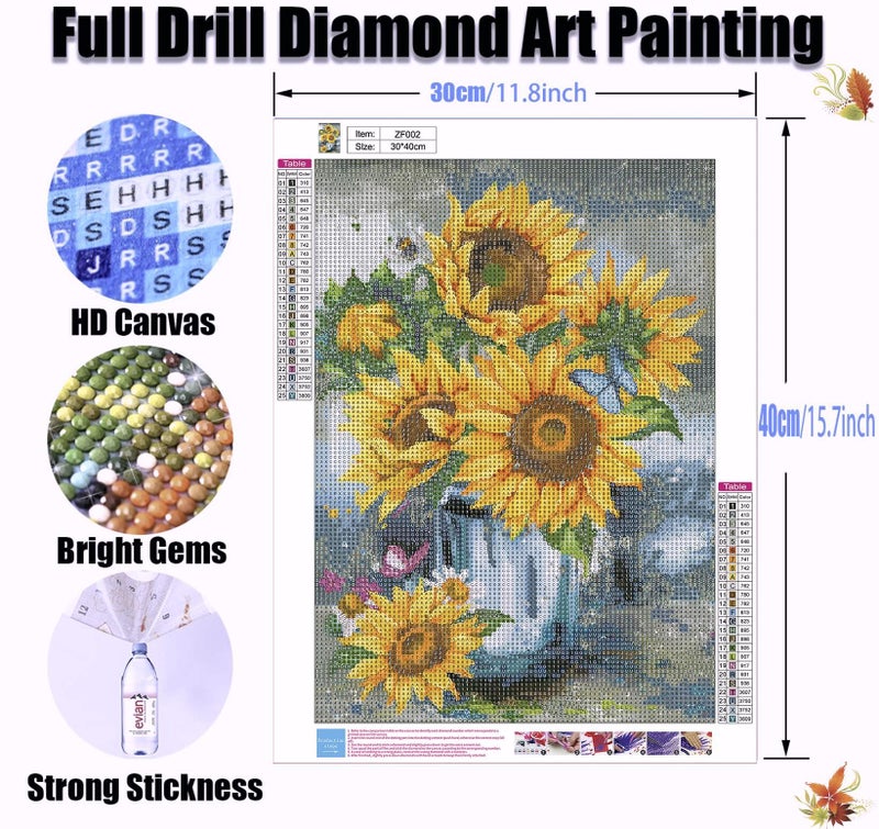 Legrace Sunflower Diamond Art Painting Kits for Adults - Full Drill Diamond Dots Paintings for Beginners, Round 5D Paint with Diamonds Pictures Gem Art Painting Kits DIY Adult Crafts Kits 12x16inch - Image 4