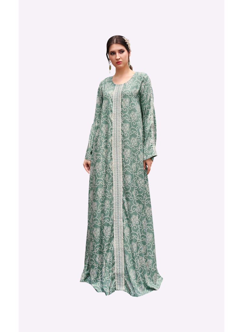 Sara Arabia Casual Vine Print Jalabiya - Image 1