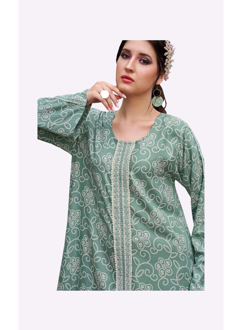 Sara Arabia Casual Vine Print Jalabiya - Image 2