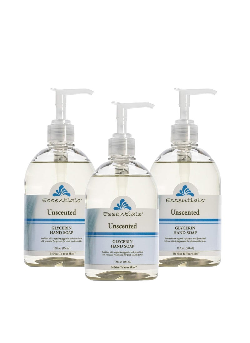 ESSENTIALS Essentials by Clearly Natural Glycerin Liquid Hand Soap, Unscented, 12-Fluid Ounce, Pack of 3  - Image 1