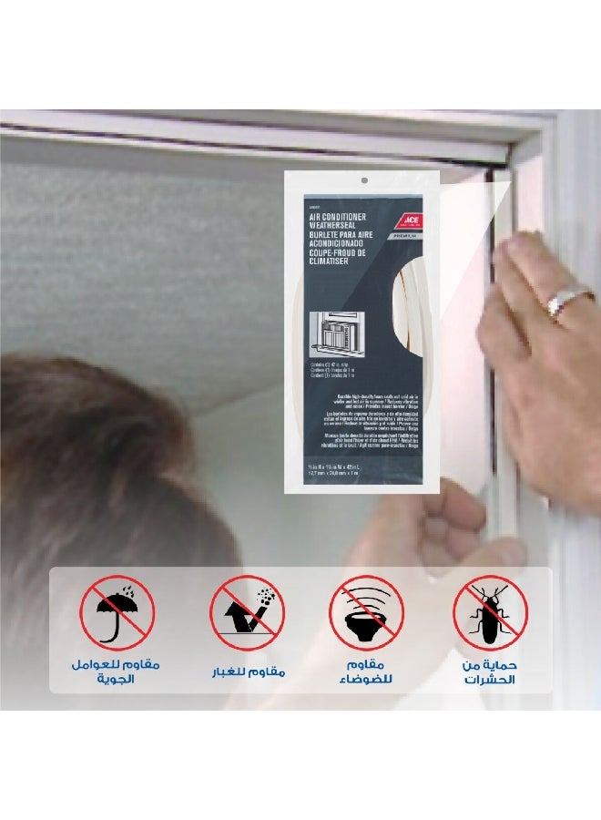 ACE High Density Foam Air Conditioner Weatherseal White 1/2 x 1 3/8 x 42 Inch 50005  - Image 2