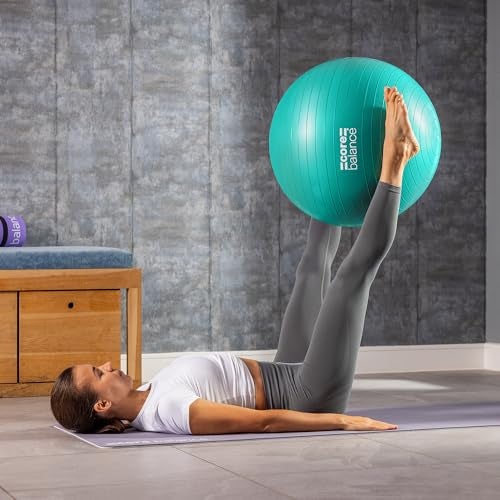 Core Balance Exercise Ball for Workouts, Anti-Burst and Slip Resistant, Swiss Yoga Ball for Pregnancy, Stability, Fitness and Physical Therapy, 4 Sizes, with Pump (29" / 75cm Teal) - Image 2