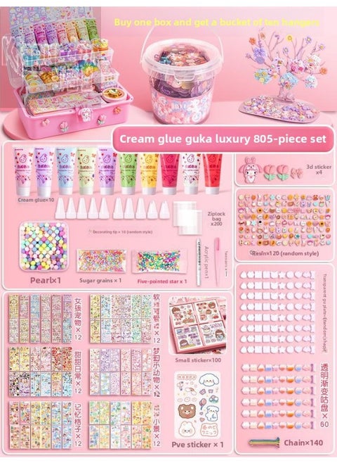 Guka Full Set Cream Gum Guka Toy Handmade Diy Children Guta Guka Set Box Cool Capka Cuka Stickers-Color:[Buy A Box And Send A Bucket + Display Stand] 805 Pieces Of Cream Glue Goo Card Package (send Three-dimensional Stickers +100 Hand Account Stickers)