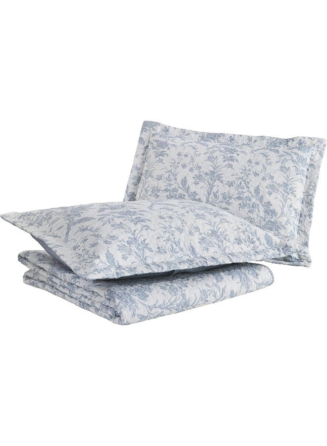 Laura Ashley Home Laura Ashley Home  Amberley Collection  Quilt Set  100 Cotton Breathable  Lightweight Reversible Bedding PreWashed for Added Softness Twin Spa Blue  - Image 2