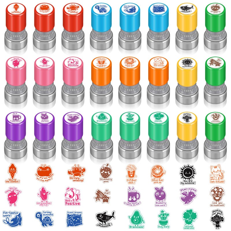 Yinder 24 Pcs Teacher Stamps for Classroom Self Inking School Classroom Stamps Gifts Bulk for Teachers Elementary Colorful Motivational Encouraging SuppliesLovely Animal - Image 3