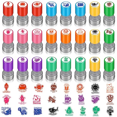 Yinder 24 Pcs Teacher Stamps for Classroom Self Inking School Classroom Stamps Gifts Bulk for Teachers Elementary Colorful Motivational Encouraging SuppliesLovely Animal - Image 1