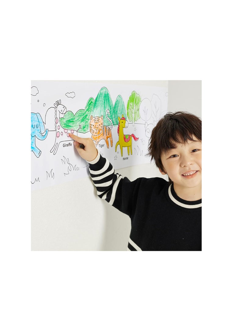 YPLUS,Coloring Paper Roll for Kids, Toddler Drawing Paper Roll, Squeaky Clean Sticky Wall Painting Stickers Set for Gift, 120 * 11.8 Inch Animal - Image 5