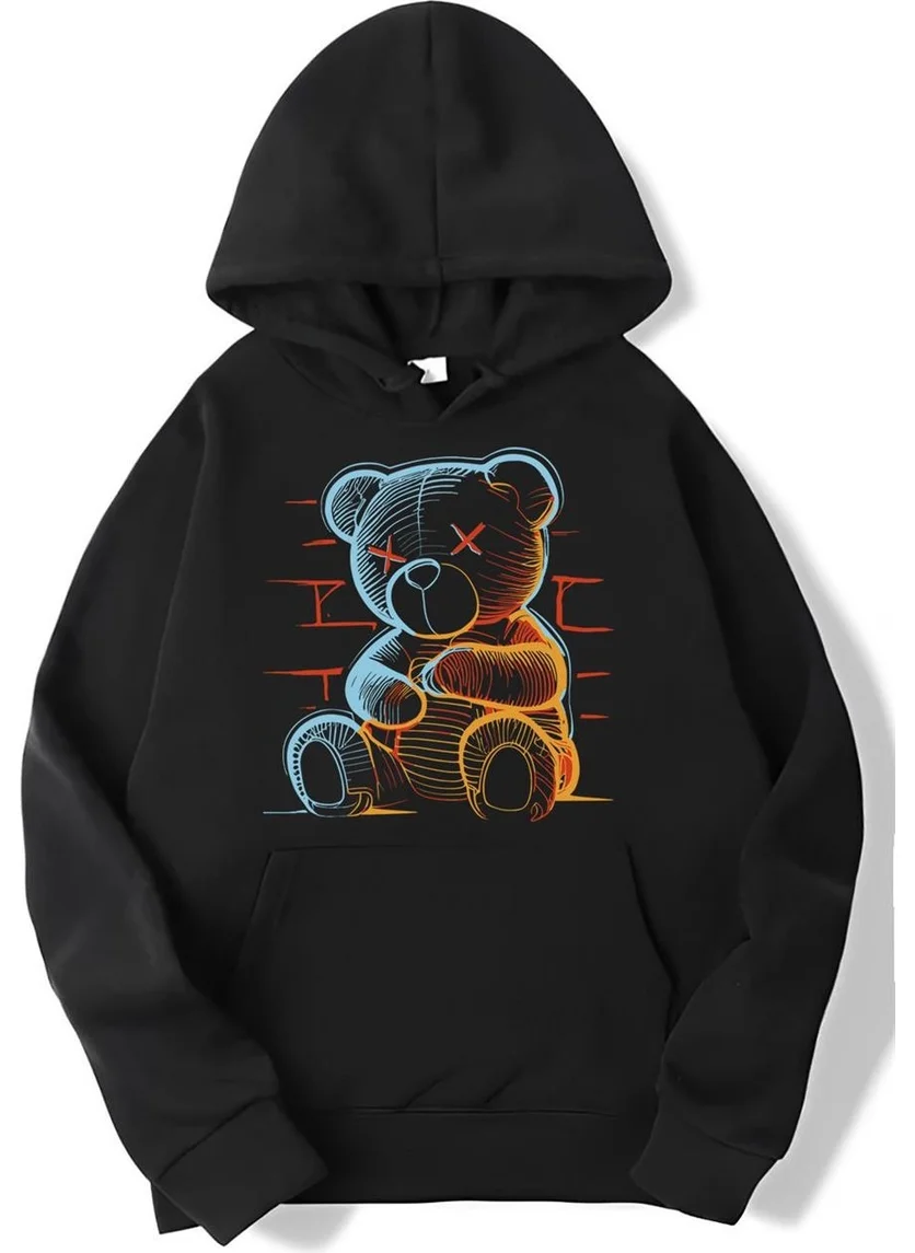 BRZ Collection Oversize Neon Teddy Bear Hoodie