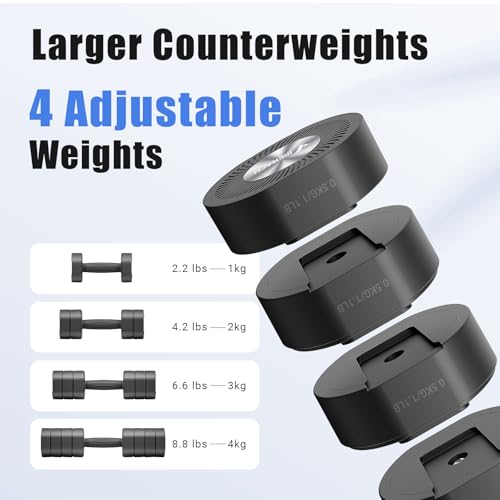 Merach مجموعة دمبل MERACH من 2، وزن قابل للتعديل، مقبض مضاد للانزلاق، ألوان ماكرون، كل منها 2.2/4.4/6.6/8.8 رطل، 4 في 1 أوزان يدوية للنساء في المنزل، أسود - Image 3