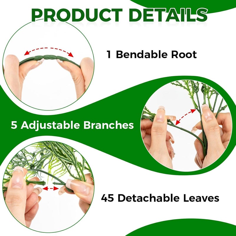Rainflow 3PCS Artificial Plants Indoor Realistic Fake Hanging Plants with 45 Greenery Branches, Fake Ferns for Shelf Office Shower Boho Wall Balcony Outdoor Wedding Bedroom Decor (Fishtail Fern) - Image 3