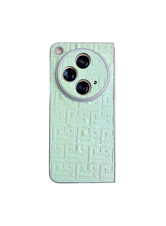 Green Tiger For OPPO Find N3 Pearlescent Paint Gradient Geometric Leather Phone Case(Green)