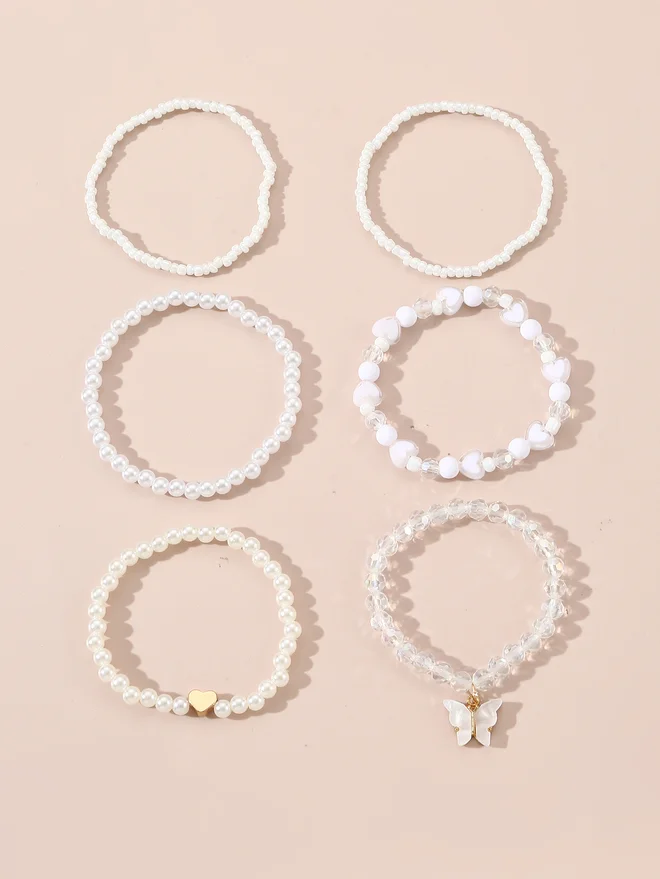 Styli Styli Set of 6 - Butterfly Pendant Faux Pearl Bracelets