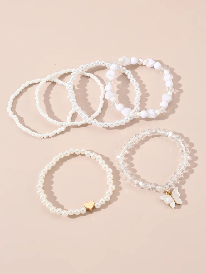 Styli Styli Set of 6 - Butterfly Pendant Faux Pearl Bracelets