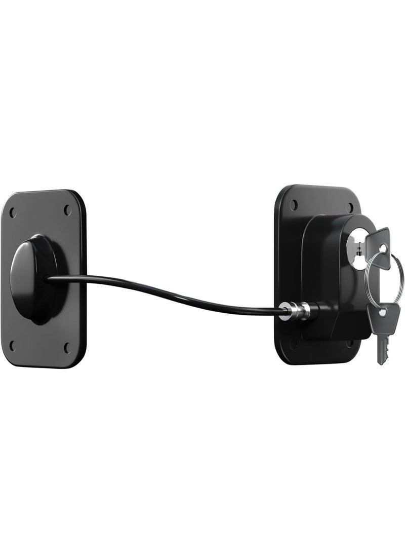 Refrigerator Lock 2 Packs, Fridge Lock with Silicone Wire Protection Fridge Locks for Kids Easy to Use and Install Fridge Locks with Key Surface-Friendly Freezer Lock, Black - Image 1