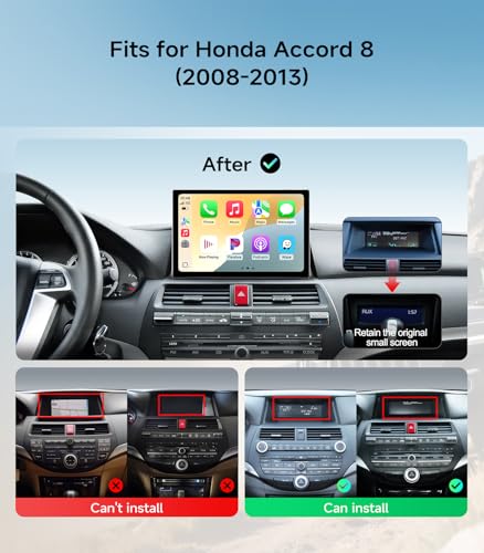 AINAVIGO 11.5" Car Radio for Honda Accord 2008-2013 - Wireless CarPlay & Android Auto | 5G WiFi Touchscreen Stereo | GPS Navigation | Bluetooth FM/AM | HD Backup Camera | Steering Wheel Control - Image 2