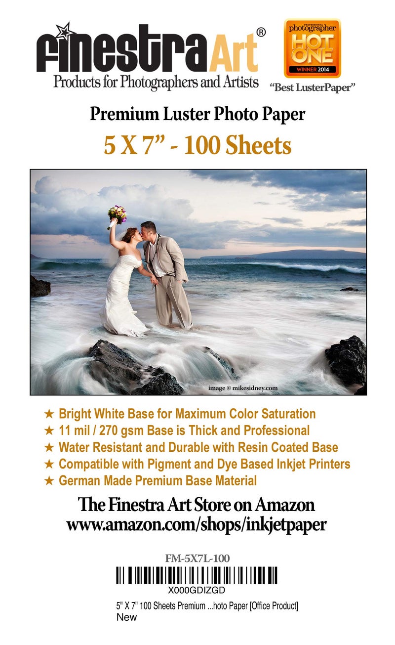 Finestra Art 5 X 7 Premium Luster Inkjet Photo Paper 100 Sheets
