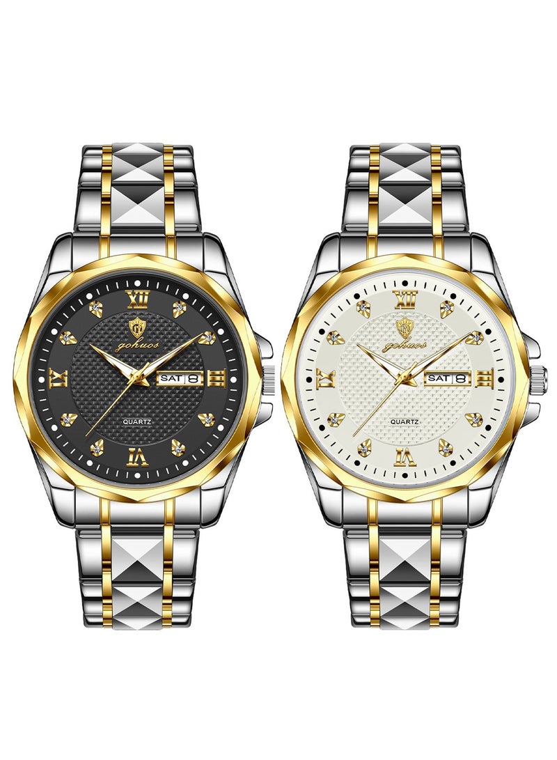 GOHUOS Watches for Men, Top Brand Luxury Stainless Steel Band Analog Waterproof Classic Quartz Business Fashion Wrist Watch - 41mm - Father or Boyfriend Gift - Image 1