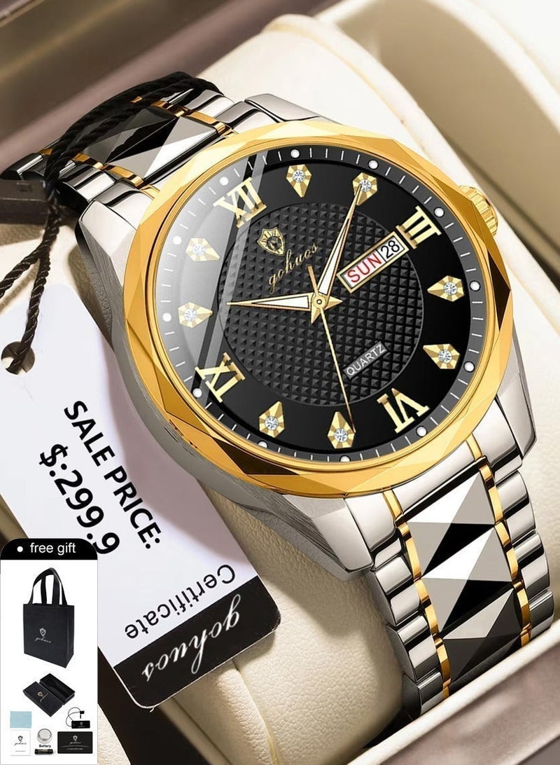 GOHUOS Watches for Men, Top Brand Luxury Stainless Steel Band Analog Waterproof Classic Quartz Business Fashion Wrist Watch - 41mm - Father or Boyfriend Gift - Image 2