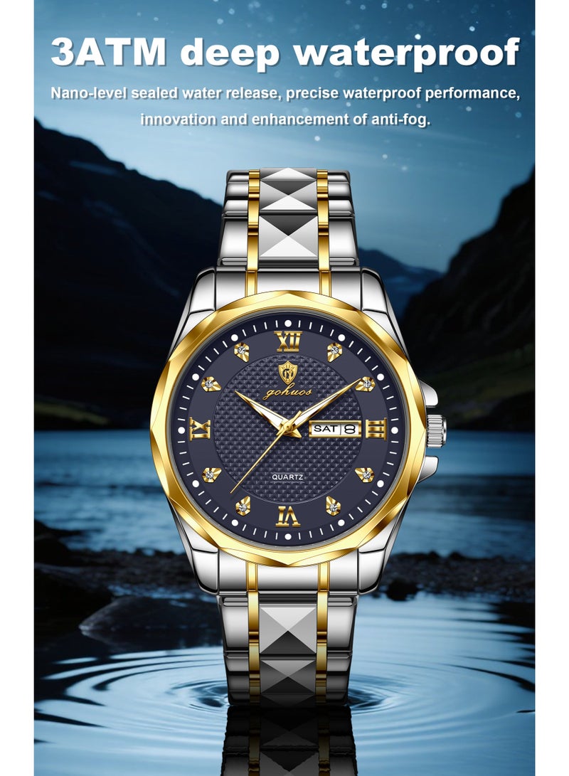 GOHUOS Watches for Men, Top Brand Luxury Stainless Steel Band Analog Waterproof Classic Quartz Business Fashion Wrist Watch - 41mm - Father or Boyfriend Gift - Image 4