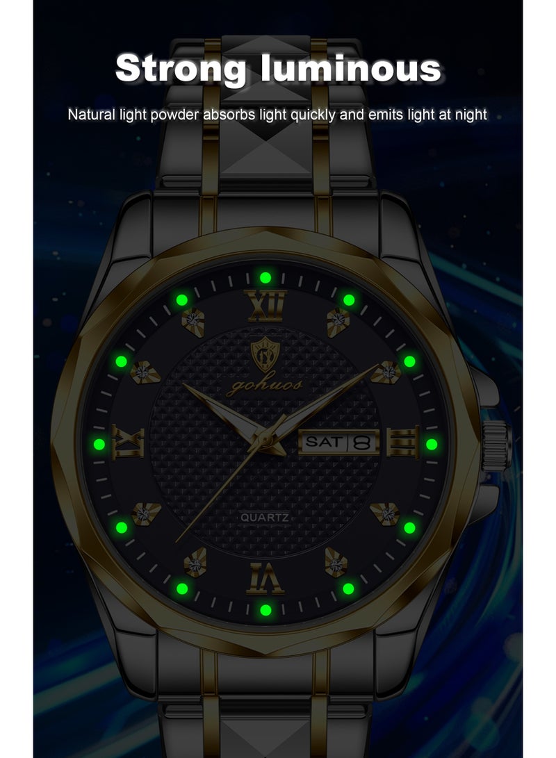 GOHUOS Watches for Men, Top Brand Luxury Stainless Steel Band Analog Waterproof Classic Quartz Business Fashion Wrist Watch - 41mm - Father or Boyfriend Gift - Image 5