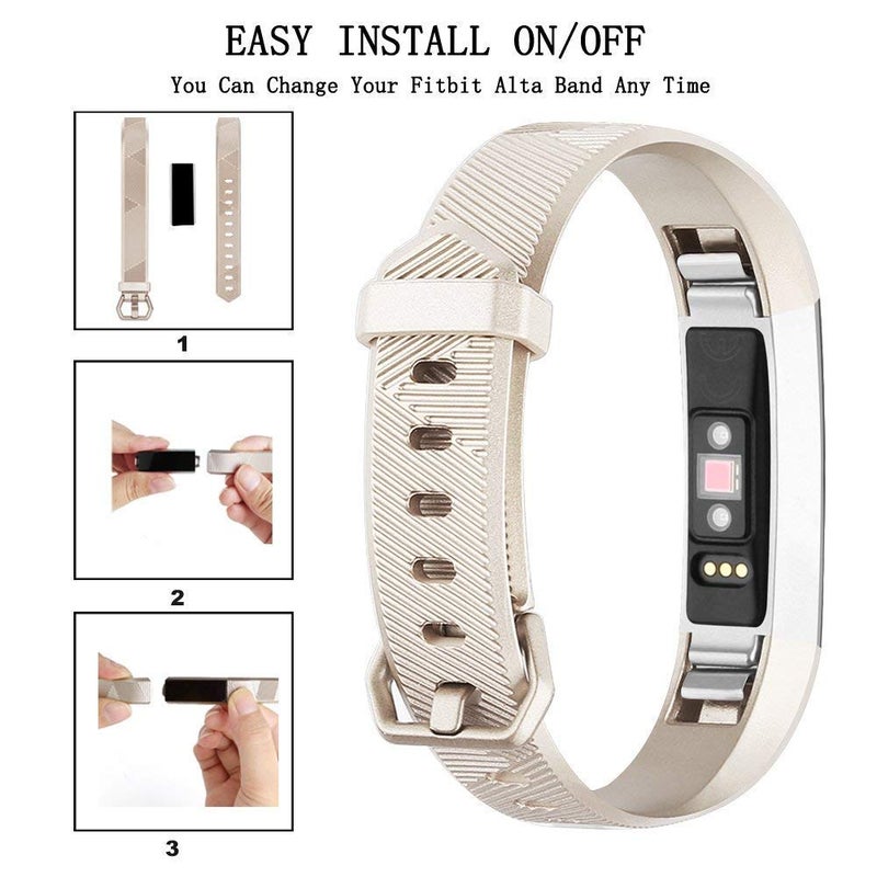 Tobfit Waterproof Sport Bands Compatible with Fit bit Alta/Alta HR/Ace, Soft TPU Replacement WristBands, Small, Champagne Gold/Rose Gold - Image 5