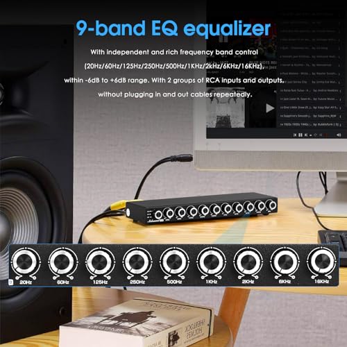 Nobsound 9-Band Stereo EQ Preamp: HiFi Equalizer Audio Processor with Tone Controls | 111dB SNR | 0.001% THD | 2 RCA in/Out | for Home Stereo Audiophiles (EQ9) - Image 2