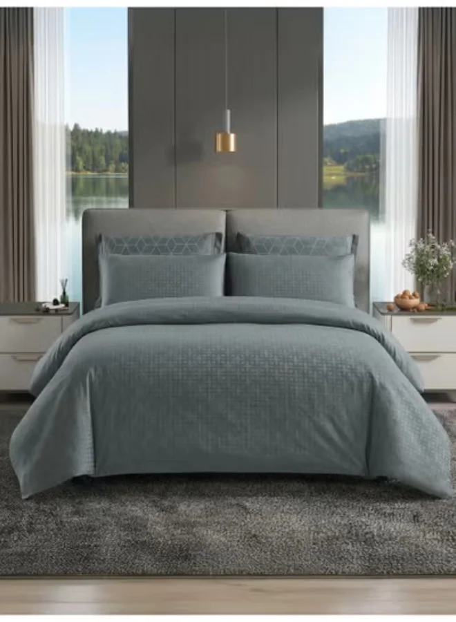 دوناتيلا طقم غطاء لحاف هندسي، مقاس كينج يناسب سرير بمقاس 200×200 سم - طقم سرير مكون من 6 قطع، قماش ميكروفايبر ممشط - 1 غطاء لحاف، 1 شرشف مطاطي، 2 كيس مخدة شام، 2 كيس مخدة (الحشوة غير متضمنة)
