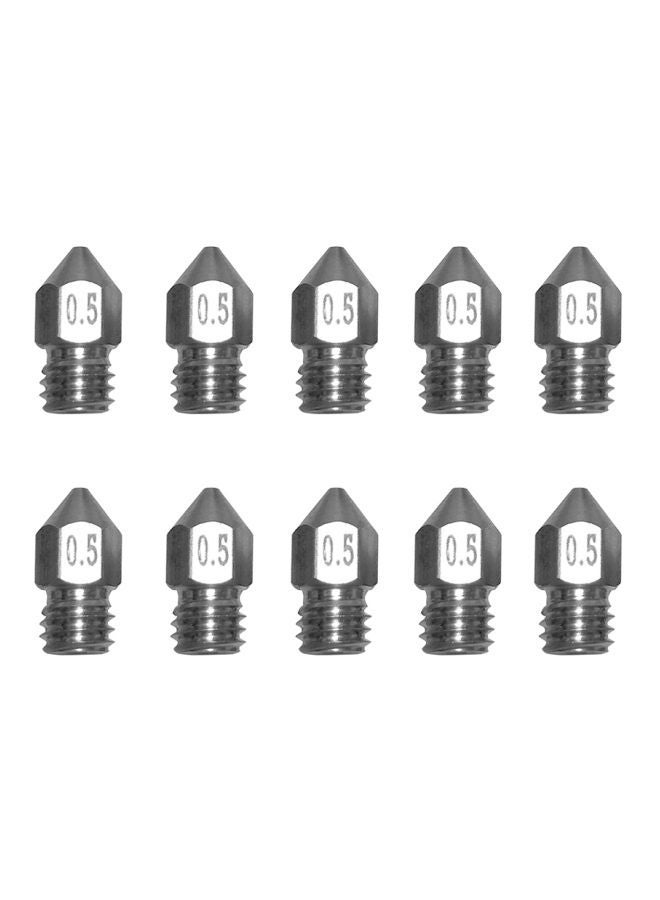 NIBEMINENT 10-Piece MK8 M6 Threaded Nozzle Set For 3D Printer Head Silver  - Image 1