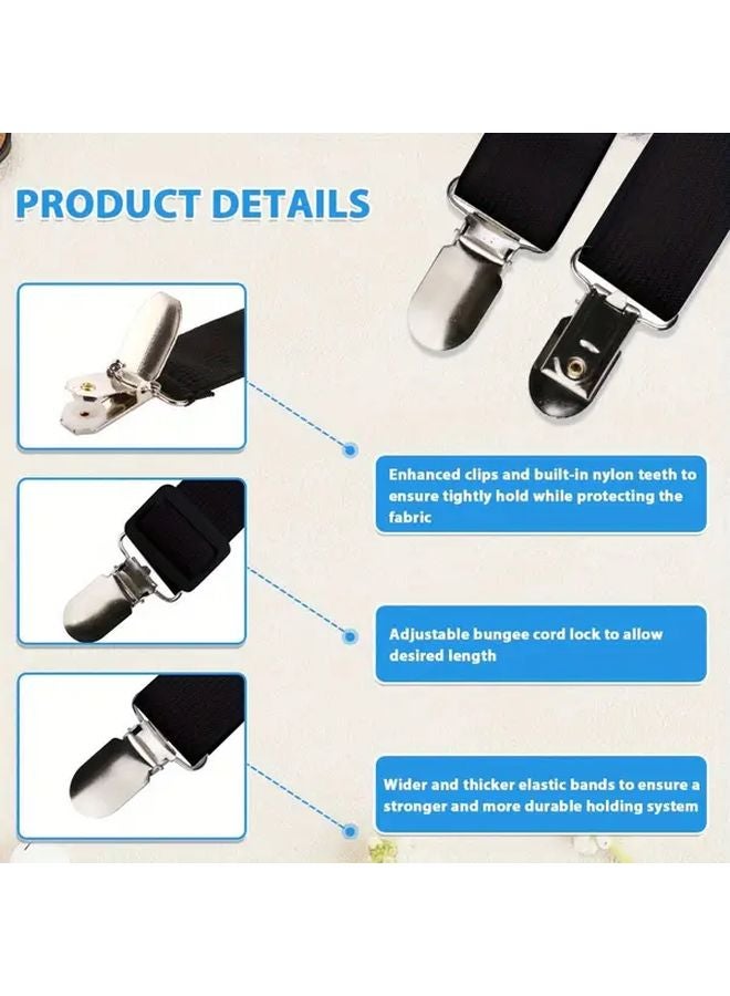 White Heavy Duty Tablecloth Clips 6pcs Adjustable Elastic Strap Non Slip Holders - Image 4