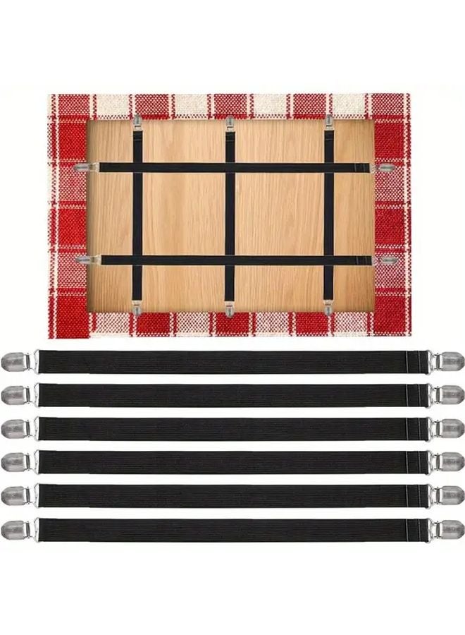 White Heavy Duty Tablecloth Clips 6pcs Adjustable Elastic Strap Non Slip Holders - Image 2