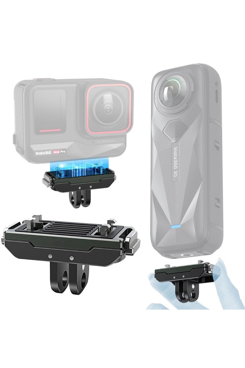 Magnetic Quick Release Mount for Insta360 X5 Ace Pro 2 Ace Pro Ace,Camera Bracket Metal Base Support with 1/4 Screw Hole and Foldable Two-Prong Interface Adapter for Insta360 X5 Accessory - Image 1