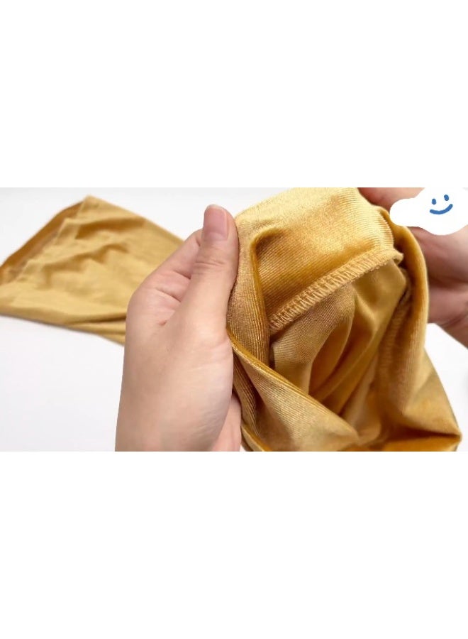 Luckam Headwraps for Women, Extra Long Velvet Tube Hair Scarf Turban, Luxury Pleated Headscarf Tied Coverings Large Scarves, Stretch Headbands Caps Hijab, 66 Inches, Gold - Image 5